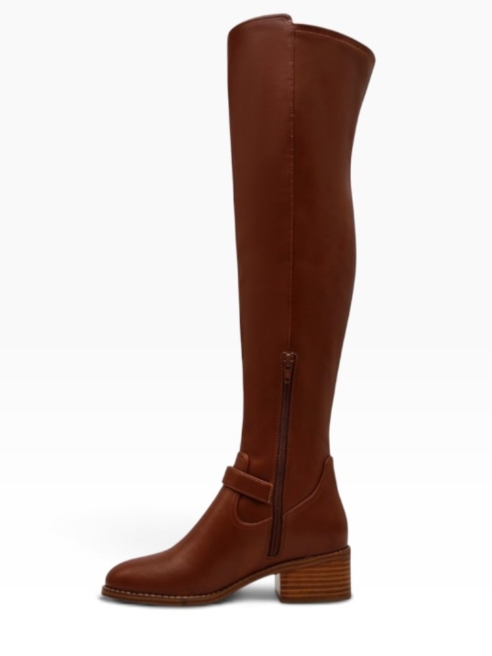DV Dolce Vita Women's Elyse Over-the-Knee Buckle Block Heel Boot, Brown Size 6.5 - Picture 2 of 3